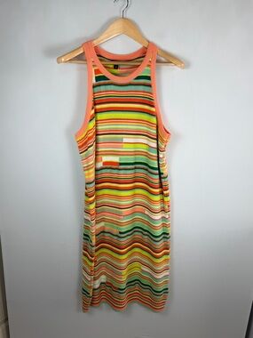 Torrid Crochet Stripe Tank Dress 2X Colorful Knit Sleeveless Midi NWT Fitted